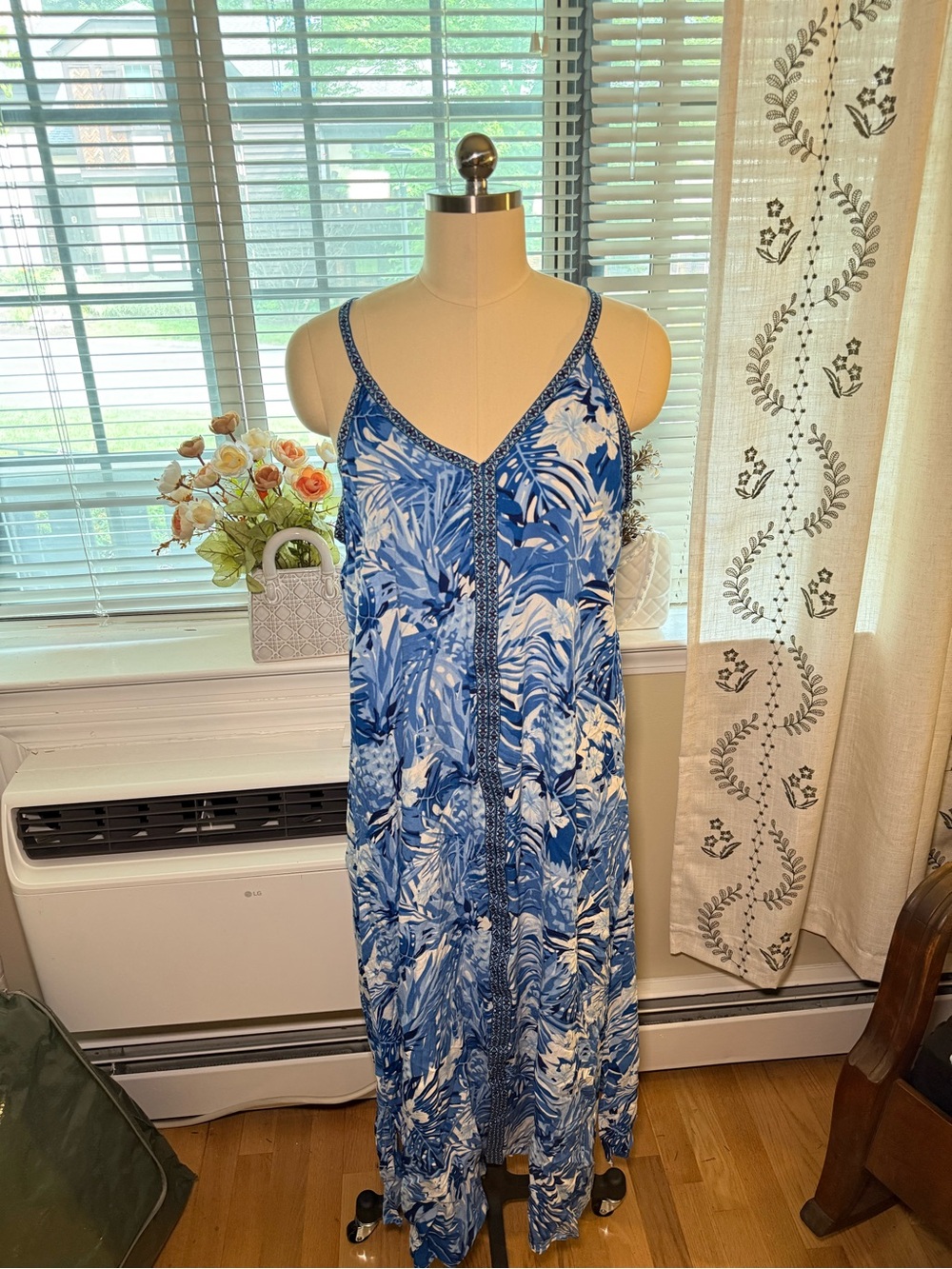 America and Beyond Tropical Print Maxi Dress 100% cotton